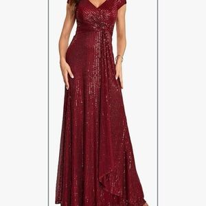 1920s wine color long dress.